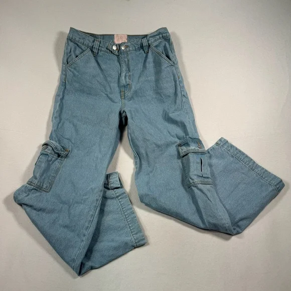 Revice Denim Wide Leg Baggy Jeans Womens Size 32 Light Blue High Rise - Picture 1 of 14